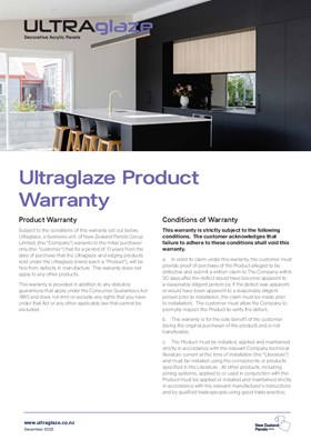 Ultraglaze Production Warranty